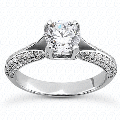 14 Karat White Gold  Cut Diamond Unique Engagement Ring 