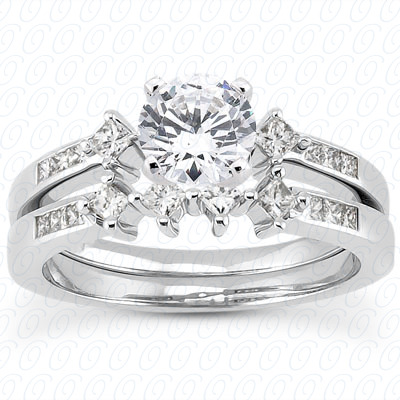 14 Karat White Gold  Cut Diamond Unique Engagement Ring 