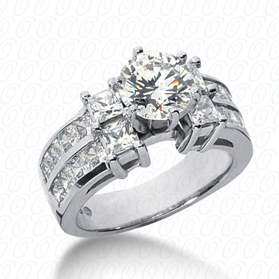 14 Karat White Gold  Cut Diamond Unique Engagement Ring 