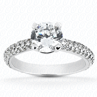 14 Karat White Gold  Cut Diamond Unique Engagement Ring 