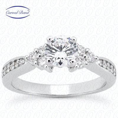 14 Karat White Gold  Cut Diamond Unique Engagement Ring 
