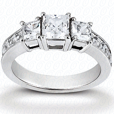 14KP Princess  Cut Diamond Unique Engagement Ring 0.58 CT. Three Stones Style
