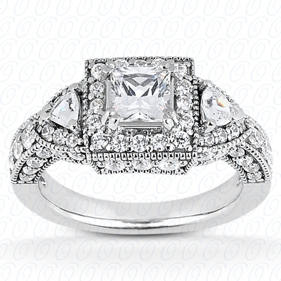 14 Karat White Gold  Cut Diamond Unique Engagement Ring 