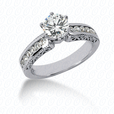 14 Karat White Gold  Cut Diamond Unique Engagement Ring 