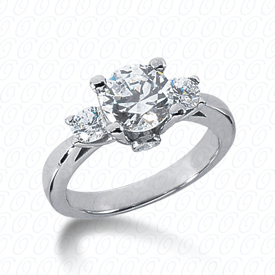 14KP Round  Cut Diamond Unique <br>Engagement Ring 0.46 CT. Three Stones Style