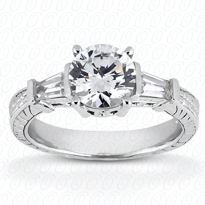 14 Karat White Gold  Cut Diamond Unique Engagement Ring 