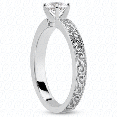 14 Karat White Gold  Cut Diamond Unique Engagement Ring 