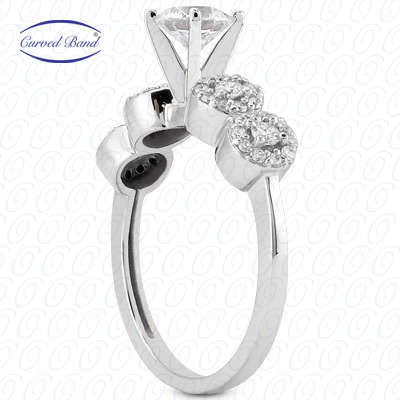 14 Karat White Gold  Cut Diamond Unique Engagement Ring 