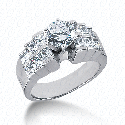 14 Karat White Gold  Cut Diamond Unique Engagement Ring 