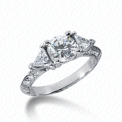 14KP Combination Cut Diamond Unique <br>Engagement Ring 0.58 CT. Three Stones Style