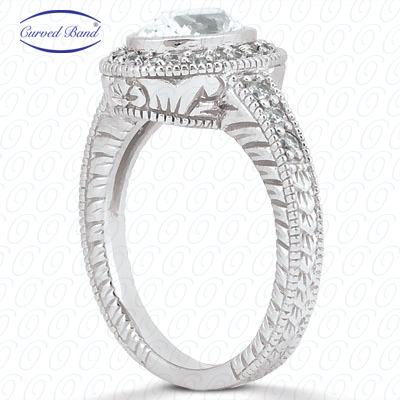 14 Karat White Gold  Cut Diamond Unique Engagement Ring 
