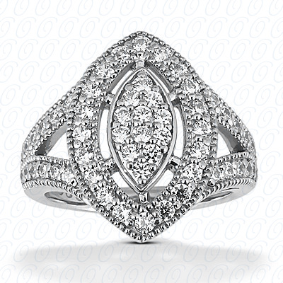 14 Karat White Gold  Cut Diamond Unique Engagement Ring 