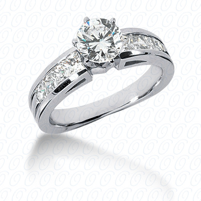 14 Karat White Gold  Cut Diamond Unique Engagement Ring 
