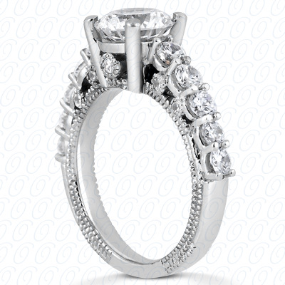 14 Karat White Gold  Cut Diamond Unique Engagement Ring 