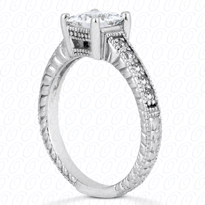 14 Karat White Gold  Cut Diamond Unique Engagement Ring 