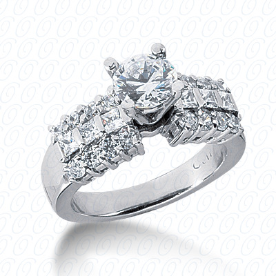 14 Karat White Gold  Cut Diamond Unique Engagement Ring 