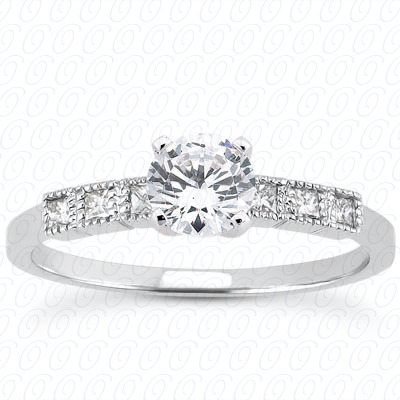 14 Karat White Gold  Cut Diamond Unique Engagement Ring 