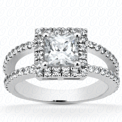 14 Karat White Gold  Cut Diamond Unique Engagement Ring 