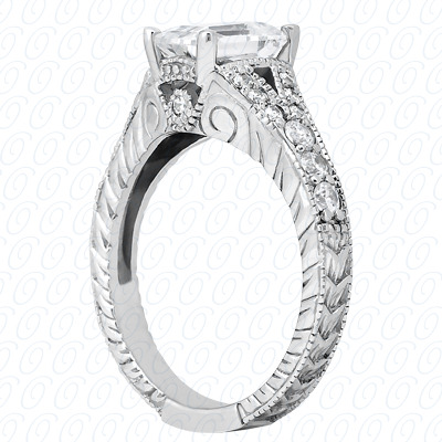 14 Karat White Gold  Cut Diamond Unique Engagement Ring 