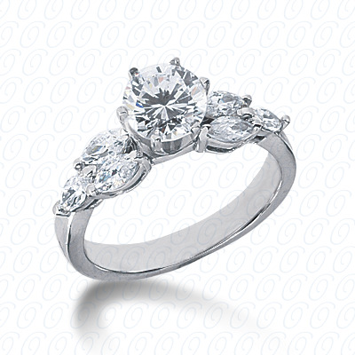 14 Karat White Gold  Cut Diamond Unique Engagement Ring 