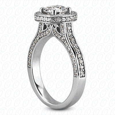 14 Karat White Gold  Cut Diamond Unique Engagement Ring 