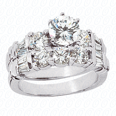 14 Karat White Gold  Cut Diamond Unique Engagement Ring 