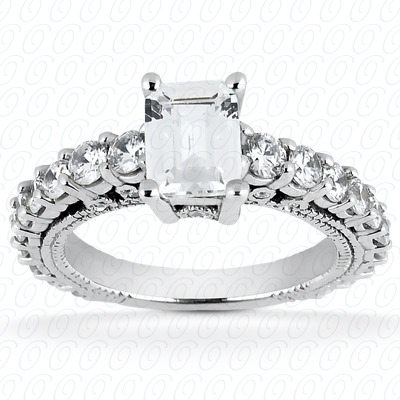 14 Karat White Gold  Cut Diamond Unique Engagement Ring 