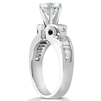 14 Karat White Gold  Cut Diamond Unique Engagement Ring 
