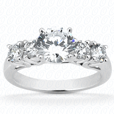 14 Karat White Gold  Cut Diamond Unique Engagement Ring 