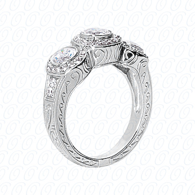 14 Karat White Gold  Cut Diamond Unique Engagement Ring 