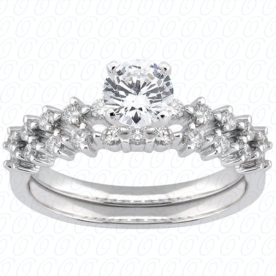 14 Karat White Gold  Cut Diamond Unique Engagement Ring 