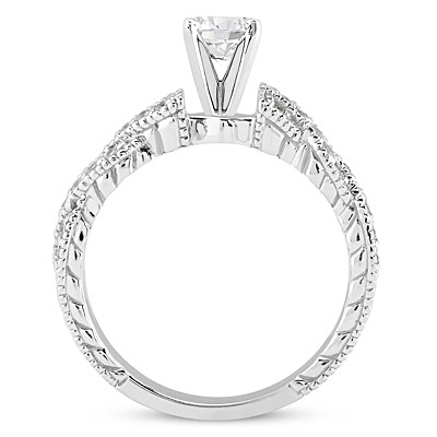 14 Karat White Gold  Cut Diamond Unique Engagement Ring 