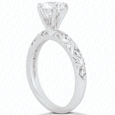 14 Karat White Gold  Cut Diamond Unique Engagement Ring 