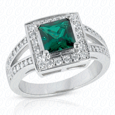 14 Karat White Gold  Cut Diamond Unique Engagement Ring 