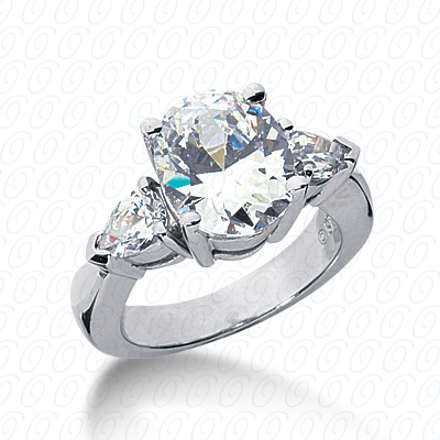 14KP Combination Cut Diamond Unique <br>Engagement Ring 0.80 CT. Three Stones Style