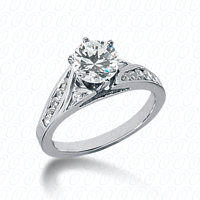 14 Karat White Gold  Cut Diamond Unique Engagement Ring 