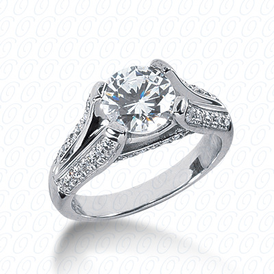14 Karat White Gold  Cut Diamond Unique Engagement Ring 