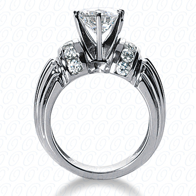 14 Karat White Gold  Cut Diamond Unique Engagement Ring 
