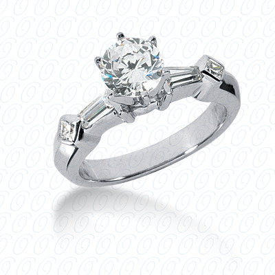 14 Karat White Gold  Cut Diamond Unique Engagement Ring 