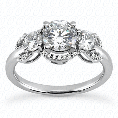 14KP Round  Cut Diamond Unique <br>Engagement Ring 0.57 CT. Three Stones Style
