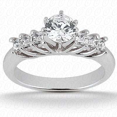 14 Karat White Gold  Cut Diamond Unique Engagement Ring 