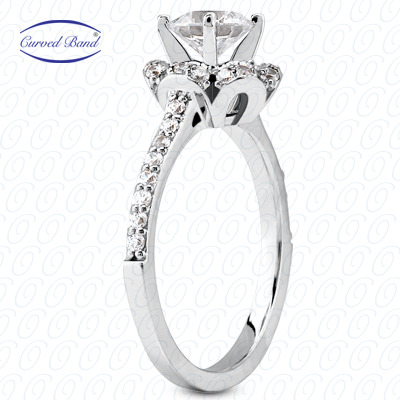 14 Karat White Gold  Cut Diamond Unique Engagement Ring 