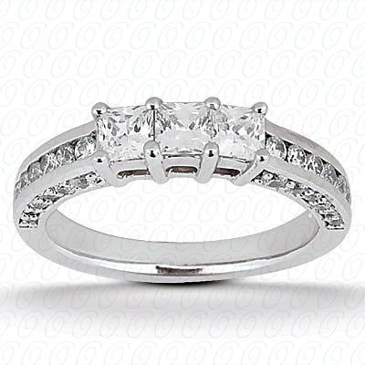 14 Karat White Gold  Cut Diamond Unique Engagement Ring 