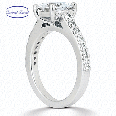 14 Karat White Gold  Cut Diamond Unique Engagement Ring 