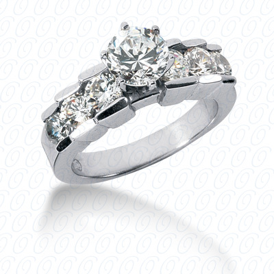 14 Karat White Gold  Cut Diamond Unique Engagement Ring 