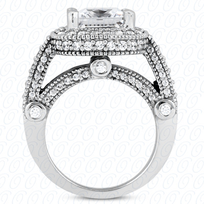 14 Karat White Gold  Cut Diamond Unique Engagement Ring 