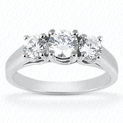 14KP Round  Cut Diamond Unique Engagement Ring 0.30 CT. Three Stones Style