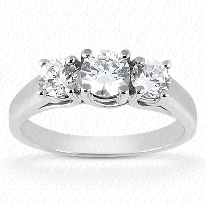 14KP Round  Cut Diamond Unique <br>Engagement Ring 0.30 CT. Three Stones Style