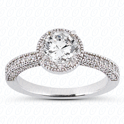 14 Karat White Gold  Cut Diamond Unique Engagement Ring 