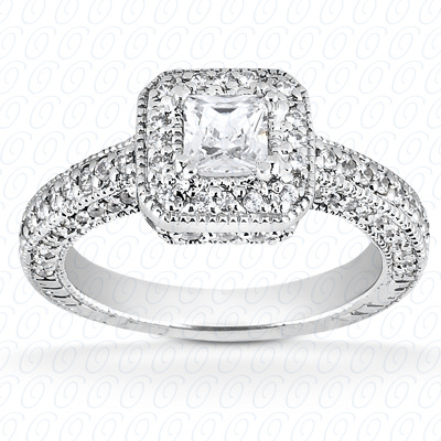 14 Karat White Gold  Cut Diamond Unique Engagement Ring 